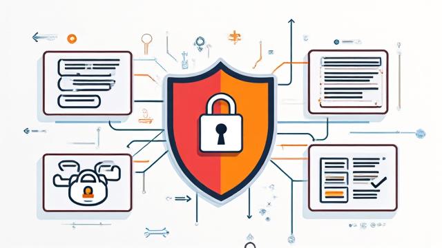 Data security and privacy illustration with digital shield and lock icons, representing protection of personal data at Apaleo (mobile view).